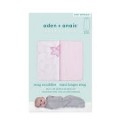 aden + anais 簡易嬰兒包巾睡袋 - 閃閃星星粉紅色 2 件裝 - 0-3 個月